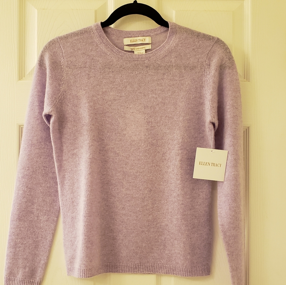 ellen tracy 100% cashmere crew neck sweater